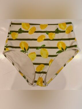aerie Lemon-Print High Waist Full Coverage Bikini Bottoms - Yellow & Green